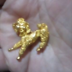 Vintage gold dog brooch